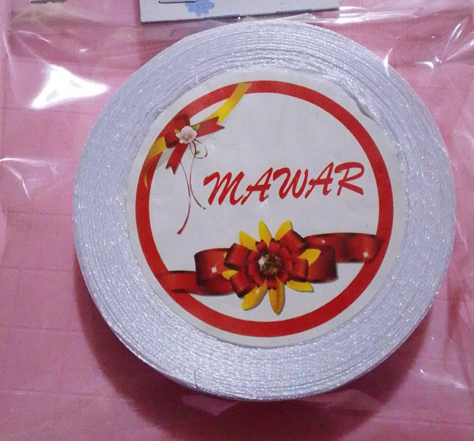 Pita Satin 1/2 Inch Warna Putih Merek Mawar